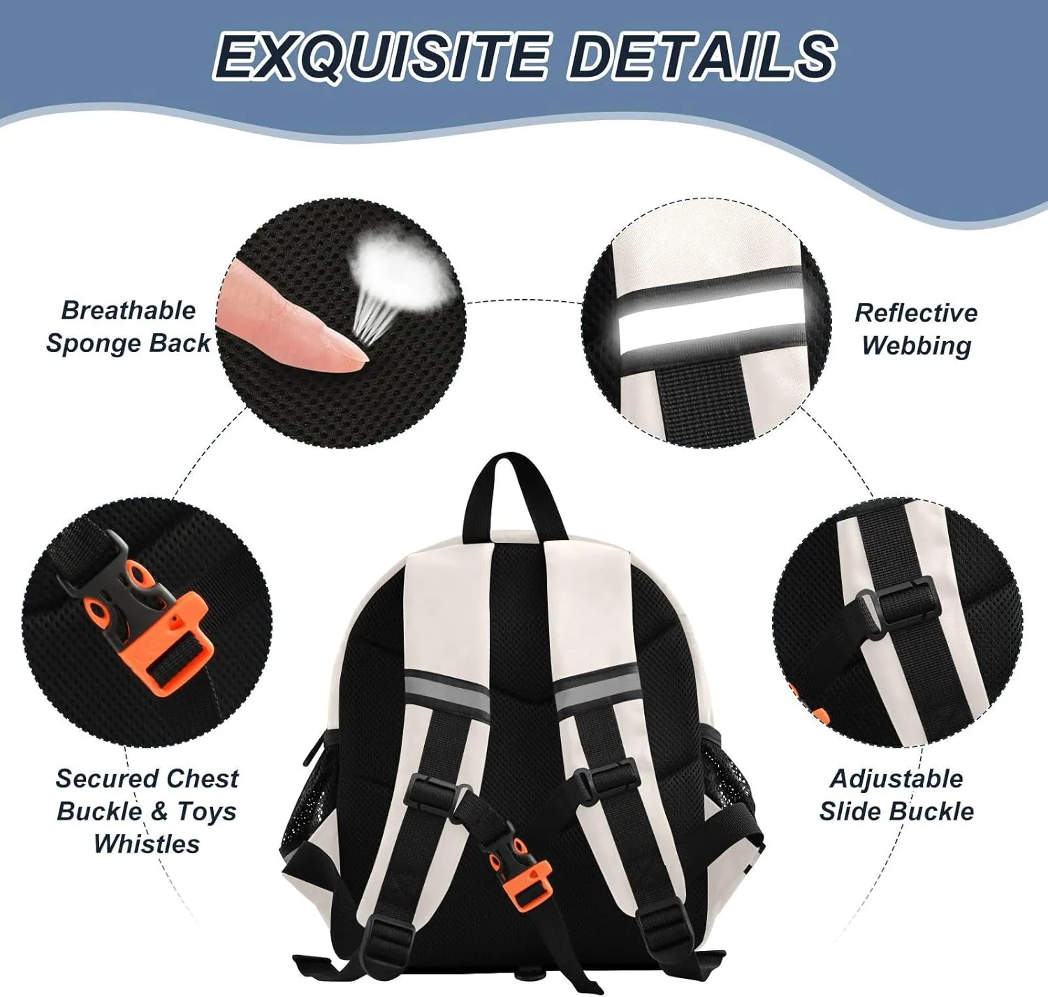 ODAWA Children's Leash Backpacks, Linen Toddler Backpack Boy 3-6 Years