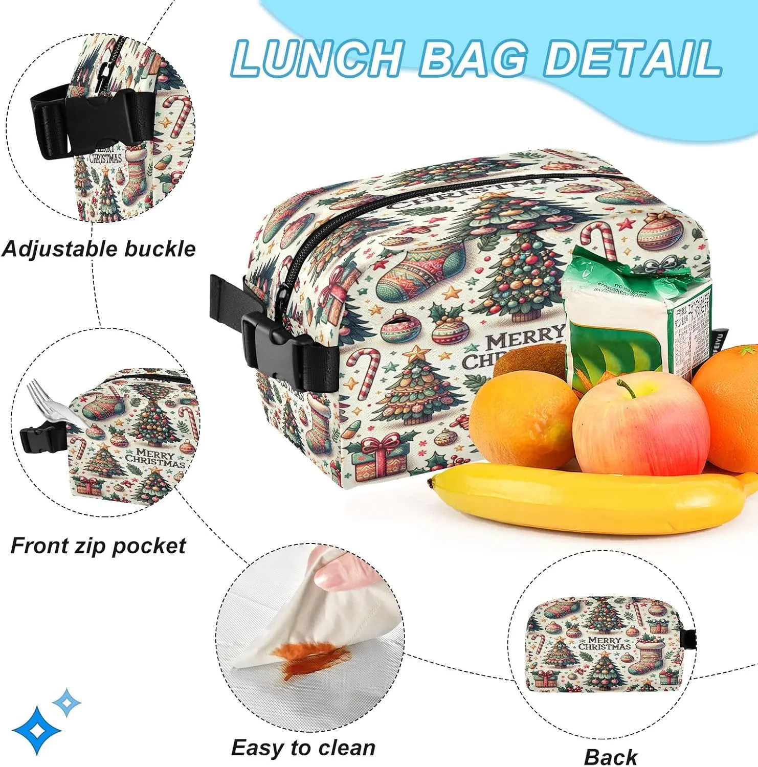 ODAWA Christmas Trees and Stocking Decor Toddler Boys Backpack with Lunch Box Kids Backpack for School Lunch Box Insulated