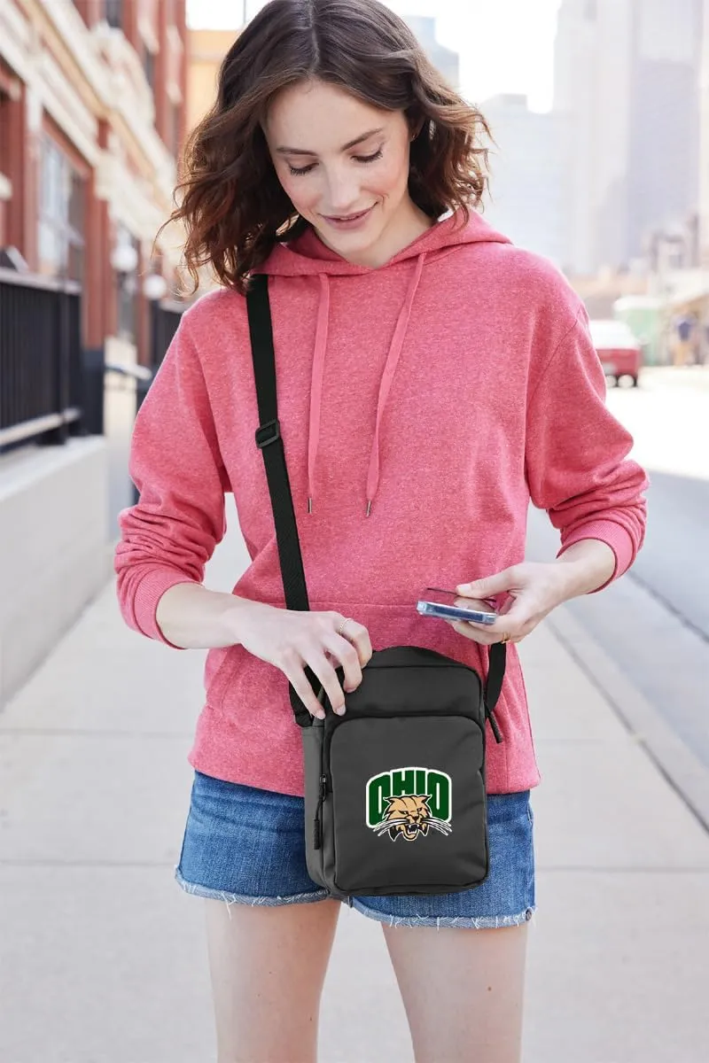 Ohio University Travel Bag Ohio Bobcats Crossbody Sling Pack for Sports Workout Running Festival Waist Pack Gray (Ohio Bobcats on Gray)