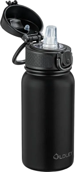 OLDLEY 12oz Kids Water Bottle, Stainless Steel Insulated Water Bottle For Kids, With Straws Leak-proof, Kids Water Bottles For School Boys Girls, Black