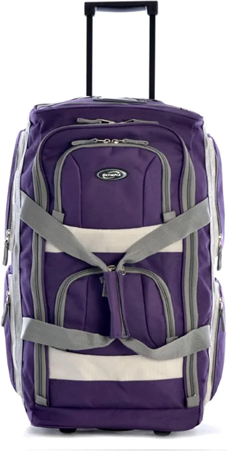 Olympia U.S.A. 29 inch Jumbo Size 8 Pockets Wheeled Rolling Duffel Bag Water Resistant Luggage Lightweight Travel Suitcase with Retractable Handle