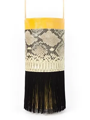 One-of-a-kind Leather Shoulder/Crossbody bag with fringes. Bocus ‘Rainforest’.