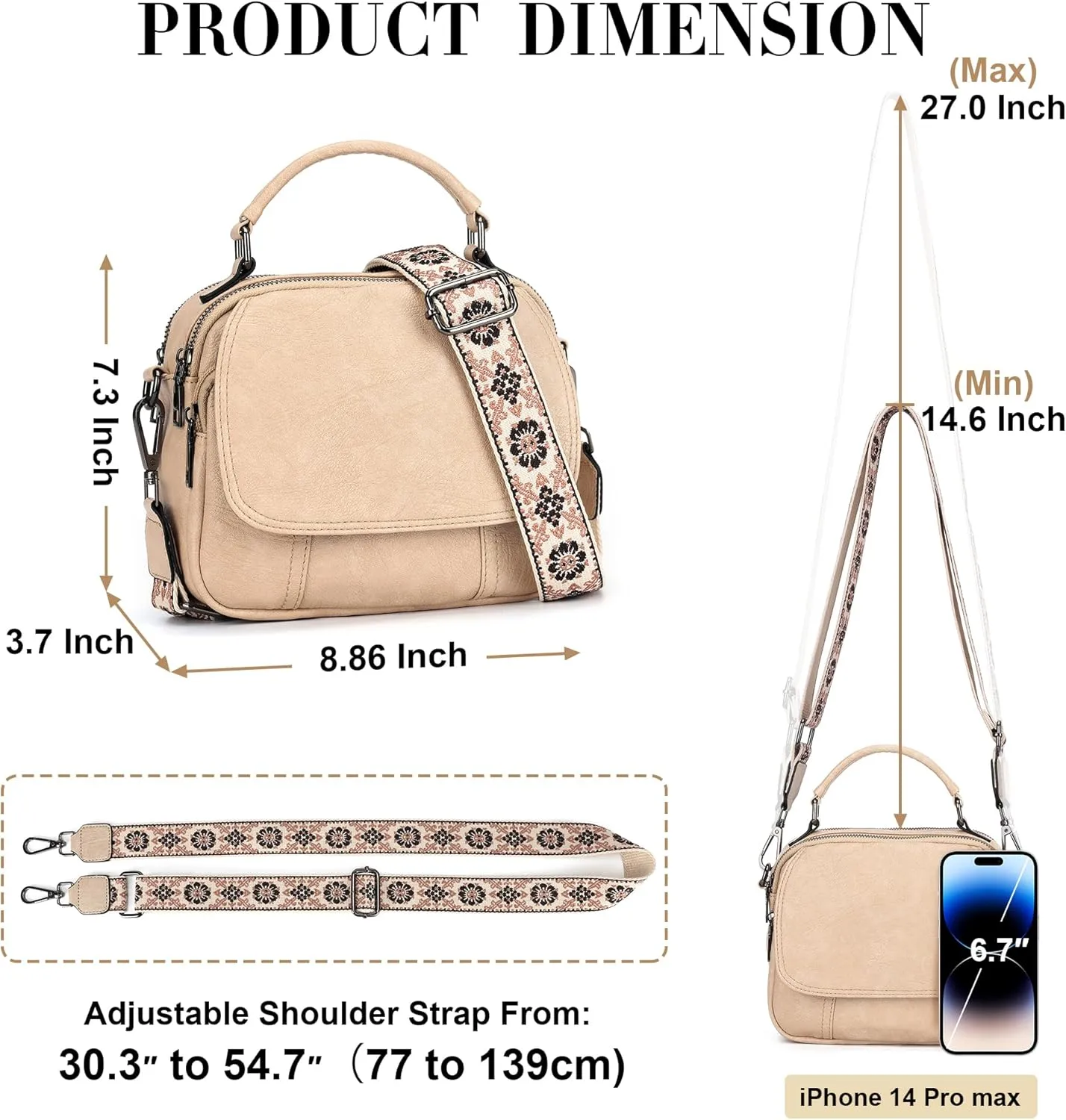 OPAGE Small Crossbody Bags for Women Trendy, Soft PU Leather Womens Crossbody Purse Shoulder Handbags