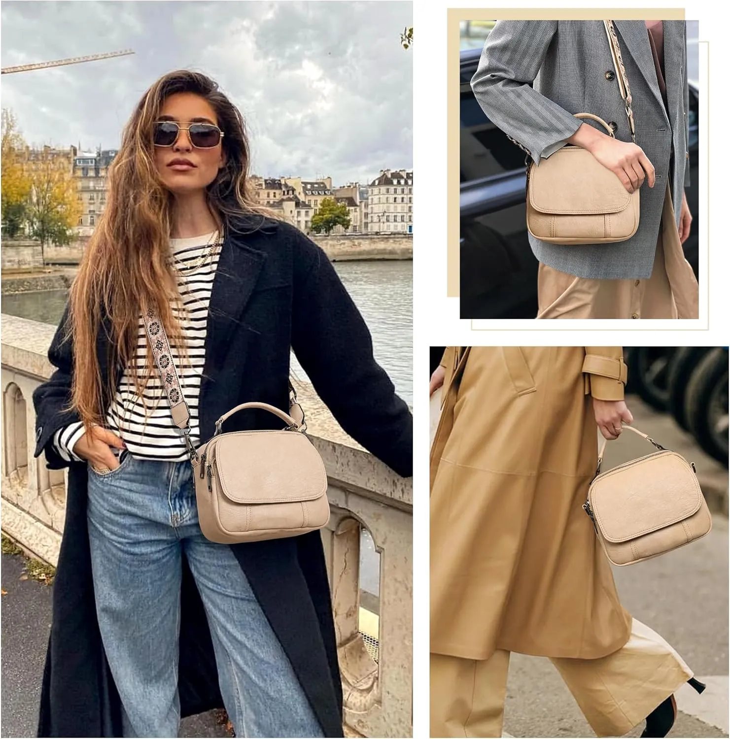 OPAGE Small Crossbody Bags for Women Trendy, Soft PU Leather Womens Crossbody Purse Shoulder Handbags