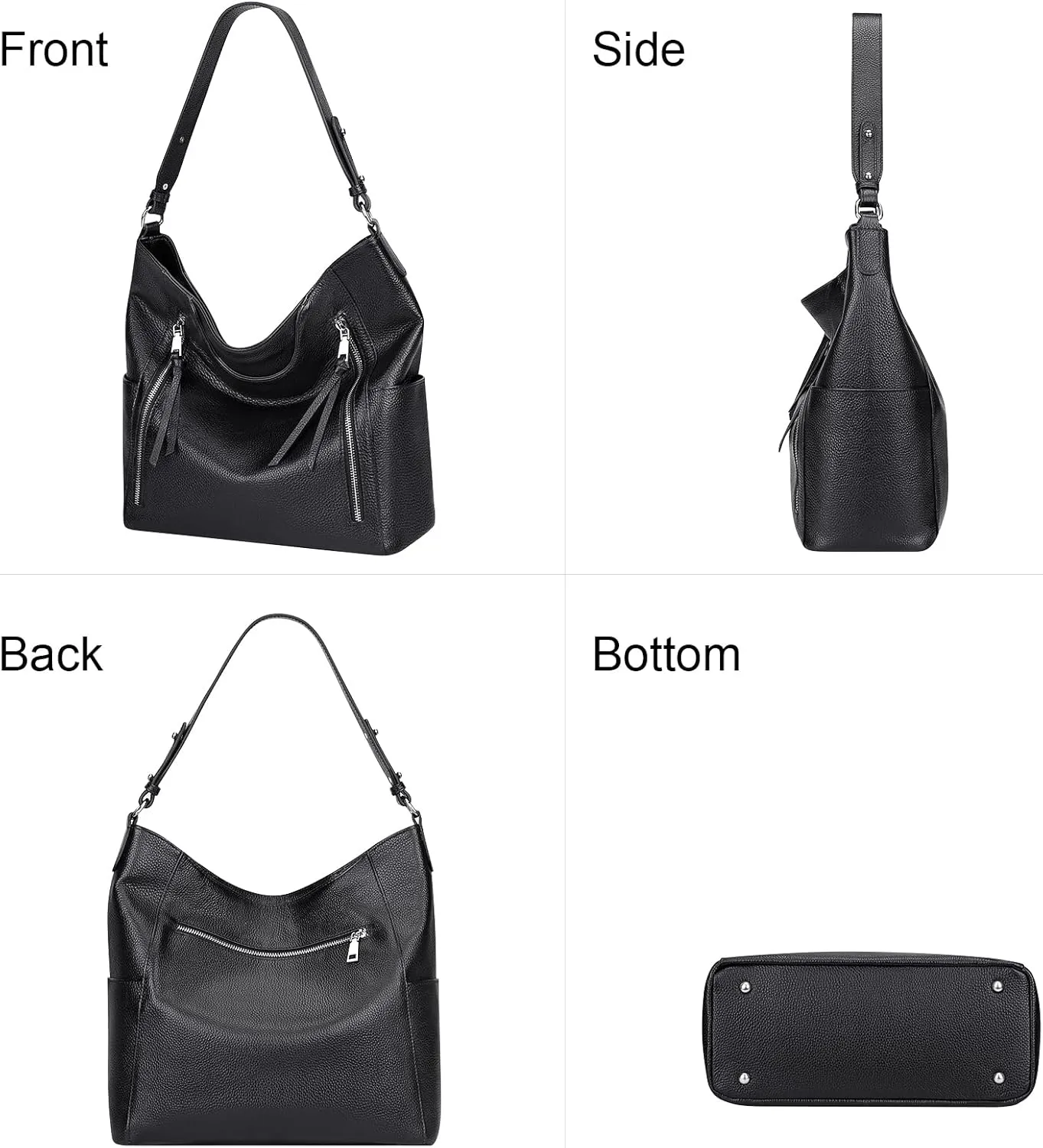 Over Earth Genuine Leather Hobo Bags for Women Soft Purses and Handbag Ladies Casual Shoulder Bag