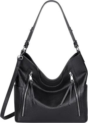 Over Earth Genuine Leather Hobo Bags for Women Soft Purses and Handbag Ladies Casual Shoulder Bag