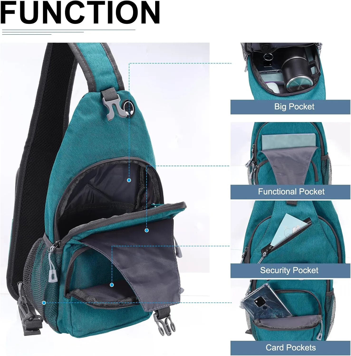 Oxford Small Sling Bag - Crossbody Backpack Casual Packs with Headphone Jack