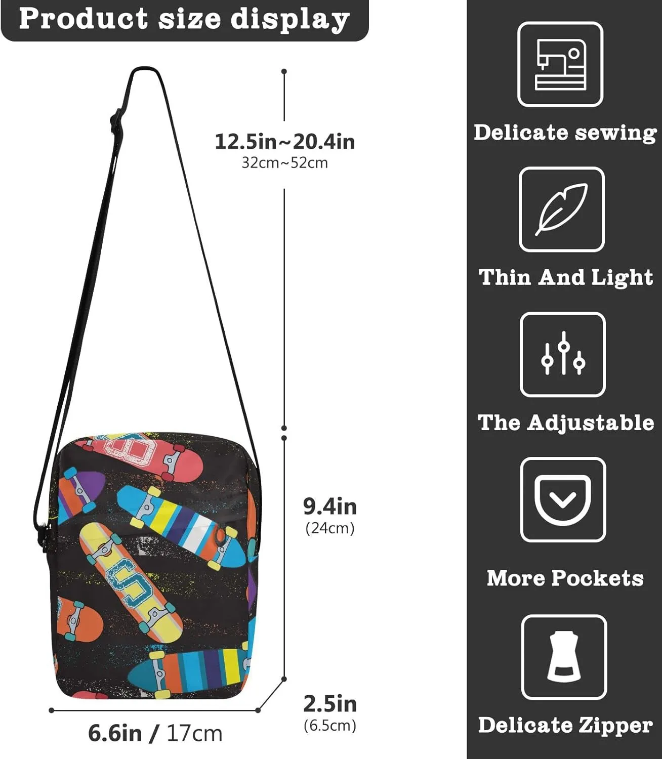 Oyihfvs Messenger Bag, Men's Crossbody Bag, Women's Crossbody Bag with Adjustable Strap