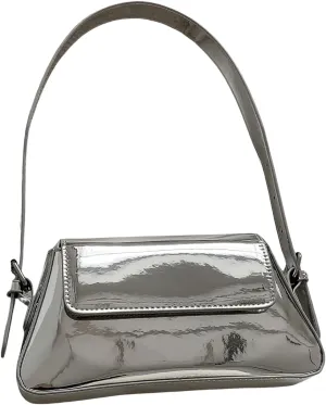 OYOANGLE Women's Metallic Flap Shoulder Bags Adjustable Strap Y2K Tote Handbags Evening Purses Crossbody Bag