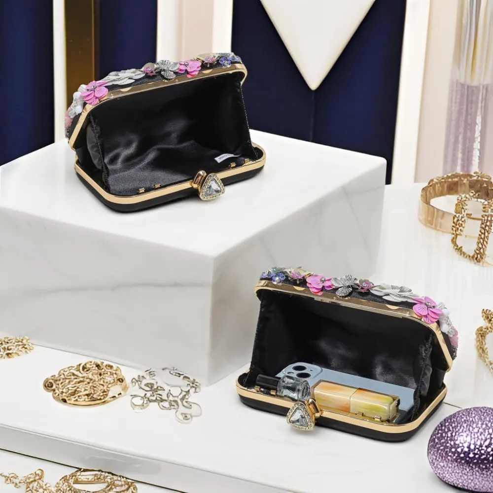 Party Clutches Fancy Floral Clutch Evening Bag Purses for Women Beaded Flower Clutch Purse Handbag Wedding Guest Dress