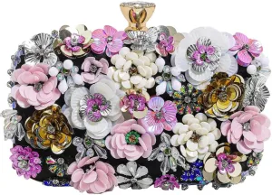Party Clutches Fancy Floral Clutch Evening Bag Purses for Women Beaded Flower Clutch Purse Handbag Wedding Guest Dress
