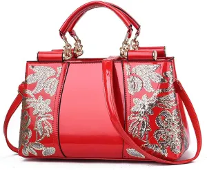 Patent Leather Handbags, Women's Shoulder Bags, Fashion Shoulder Bag for Women, Red