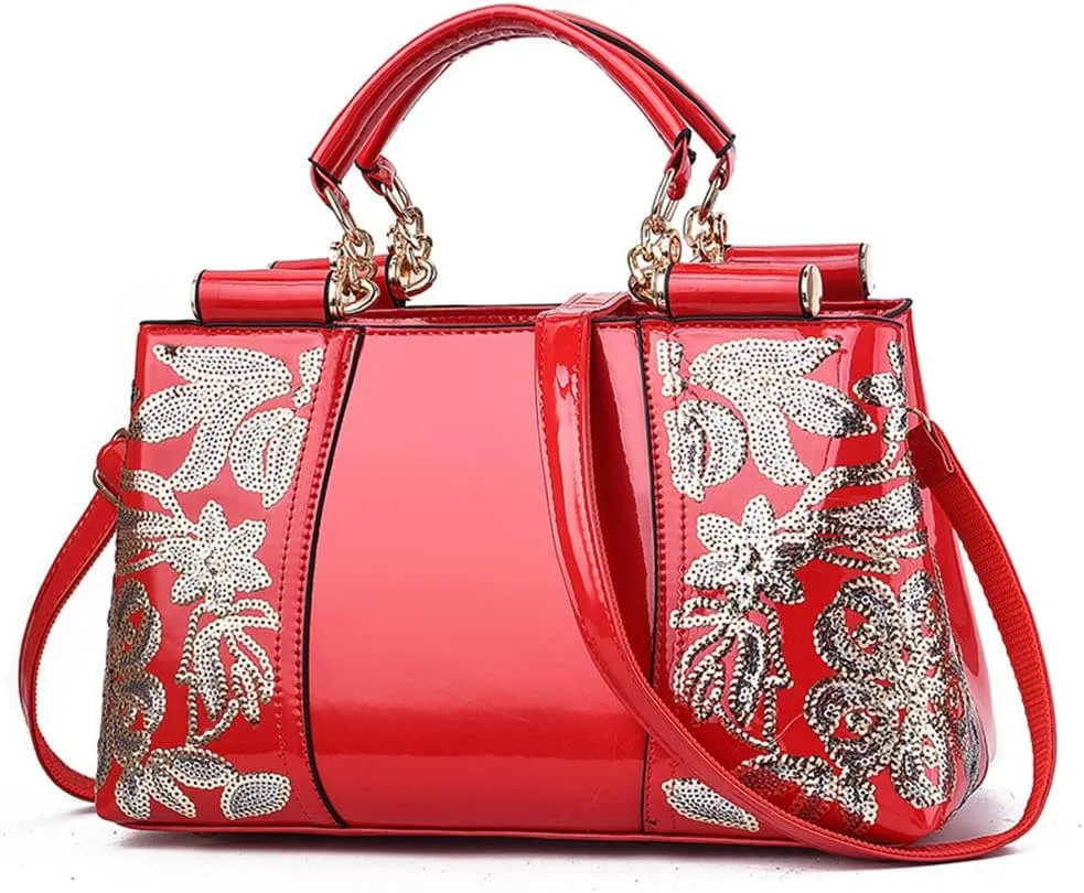 Patent Leather Handbags, Women's Shoulder Bags, Fashion Shoulder Bag for Women, Red