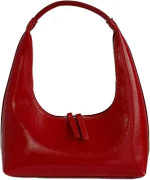 Patent Leather Tote Bag Women's Hobo Bag Fashion Shoulder Bag Shiny Leather Handbag Small Croissant Bags for Women