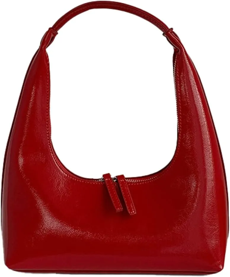 Patent Leather Tote Bag Women's Hobo Bag Fashion Shoulder Bag Shiny Leather Handbag Small Croissant Bags for Women