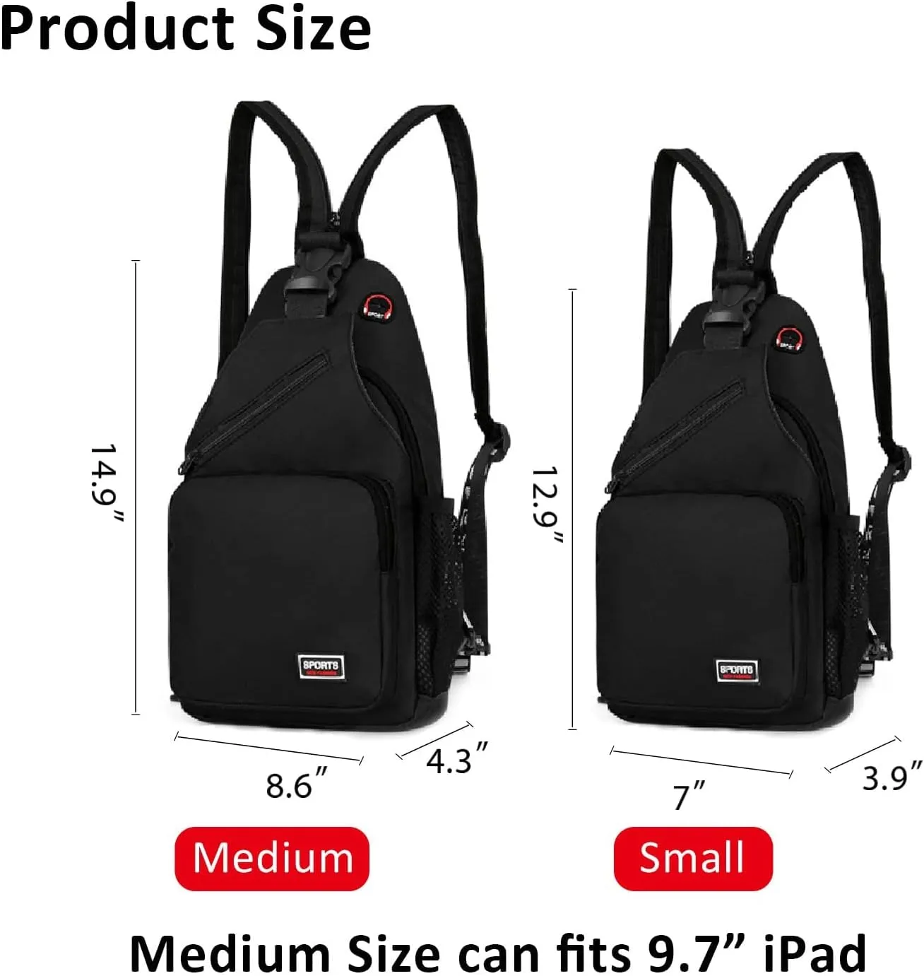 Peicees Convertible Sling Bag for Men Women Waterproof Sling Backpack Crossbody Shoulder Bag For Travel Hiking Cycling