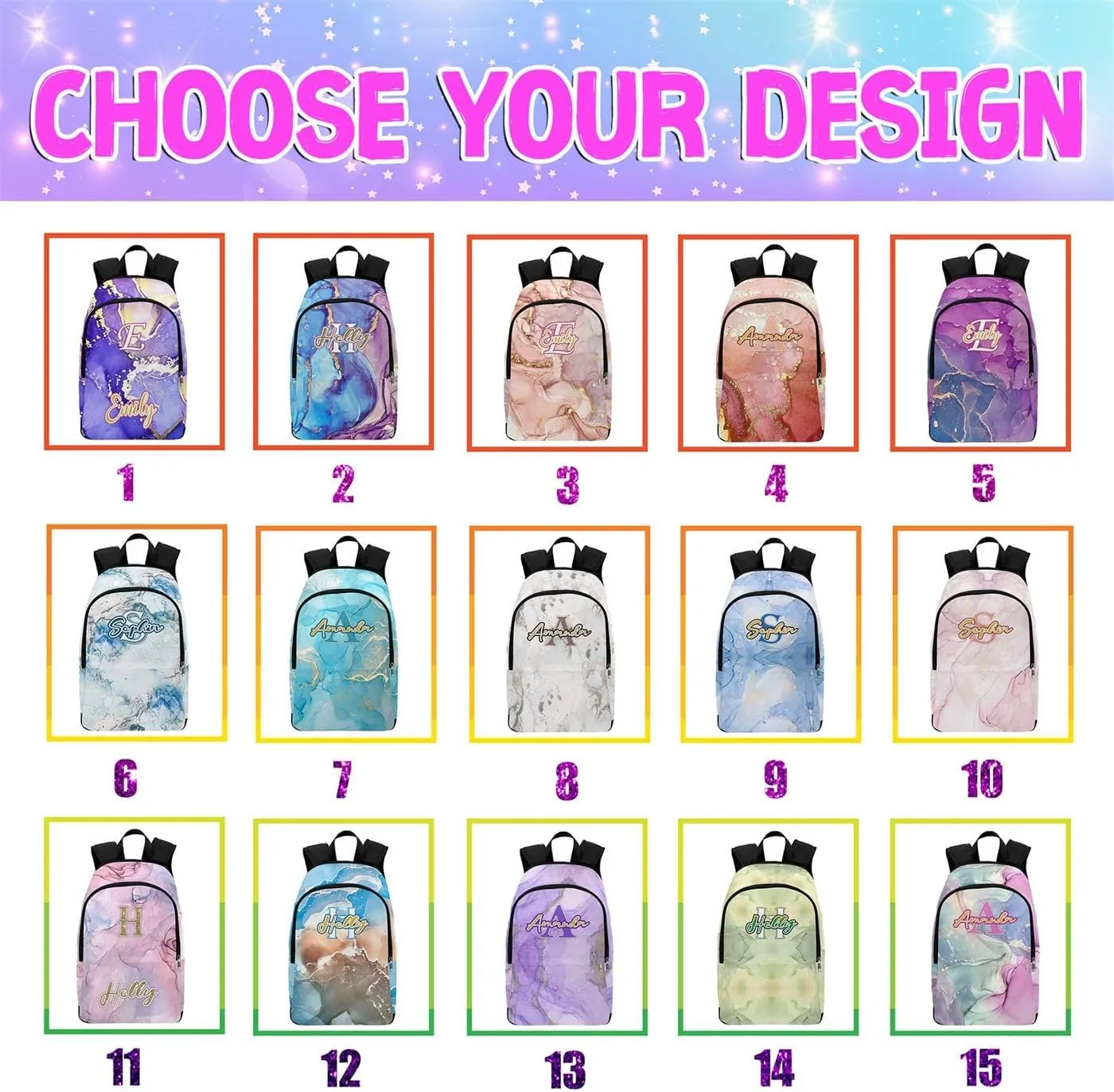 Personalized Kids Backpacks Girls Bookbags, Custom School Bags with Lunch Bag for Daughter Toddler Kids, Purple Color Casual Backpack Waterproof Book Bags for Preschool Elementary