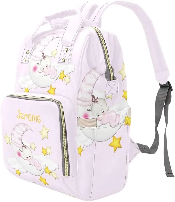 Personalized Name Diaper Bag Backpack Sweet Dream Multifunction Travel Backpack Nappy Bag Daypack for Mom Dad Boy Girl