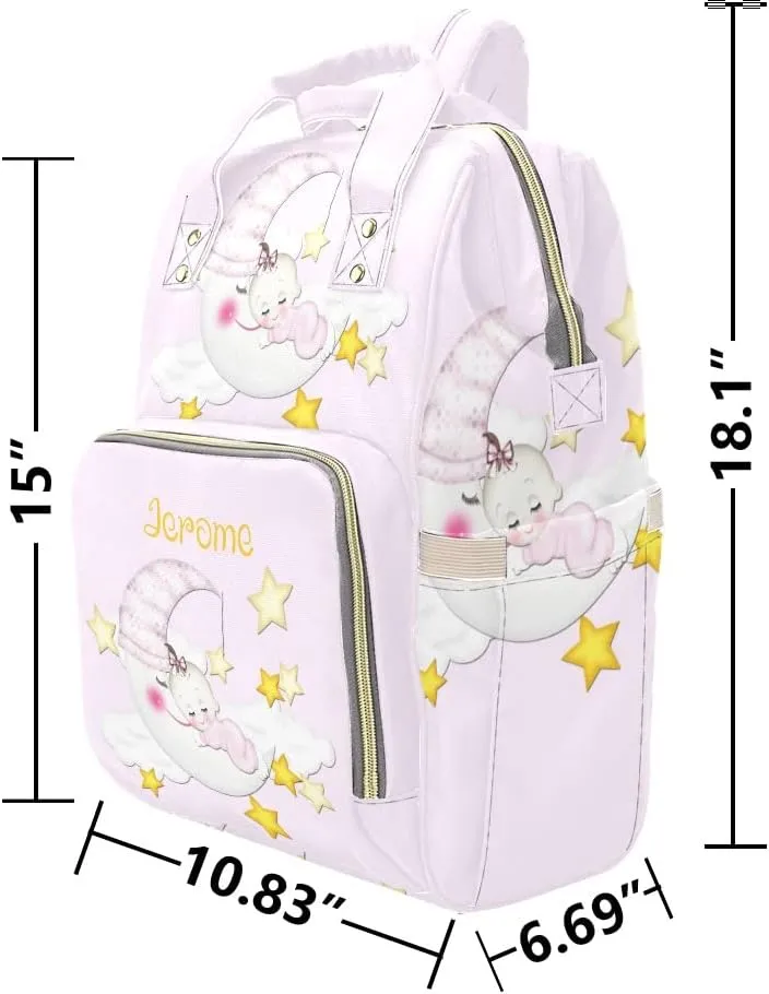 Personalized Name Diaper Bag Backpack Sweet Dream Multifunction Travel Backpack Nappy Bag Daypack for Mom Dad Boy Girl