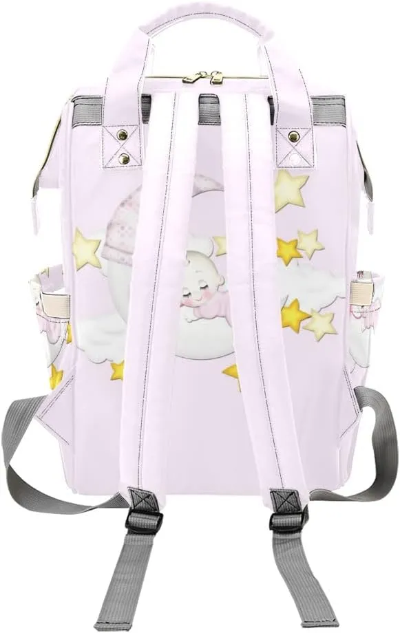 Personalized Name Diaper Bag Backpack Sweet Dream Multifunction Travel Backpack Nappy Bag Daypack for Mom Dad Boy Girl