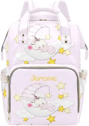 Personalized Name Diaper Bag Backpack Sweet Dream Multifunction Travel Backpack Nappy Bag Daypack for Mom Dad Boy Girl