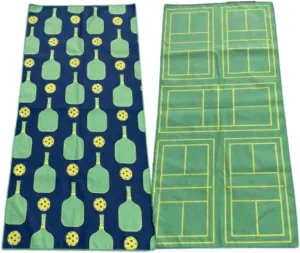 Pickleball Premium Microfiber Towel, Pickleball Gift and Accessory, Cute 15x30 inch Sports Towel for Pickleball Players (Green/Navy)