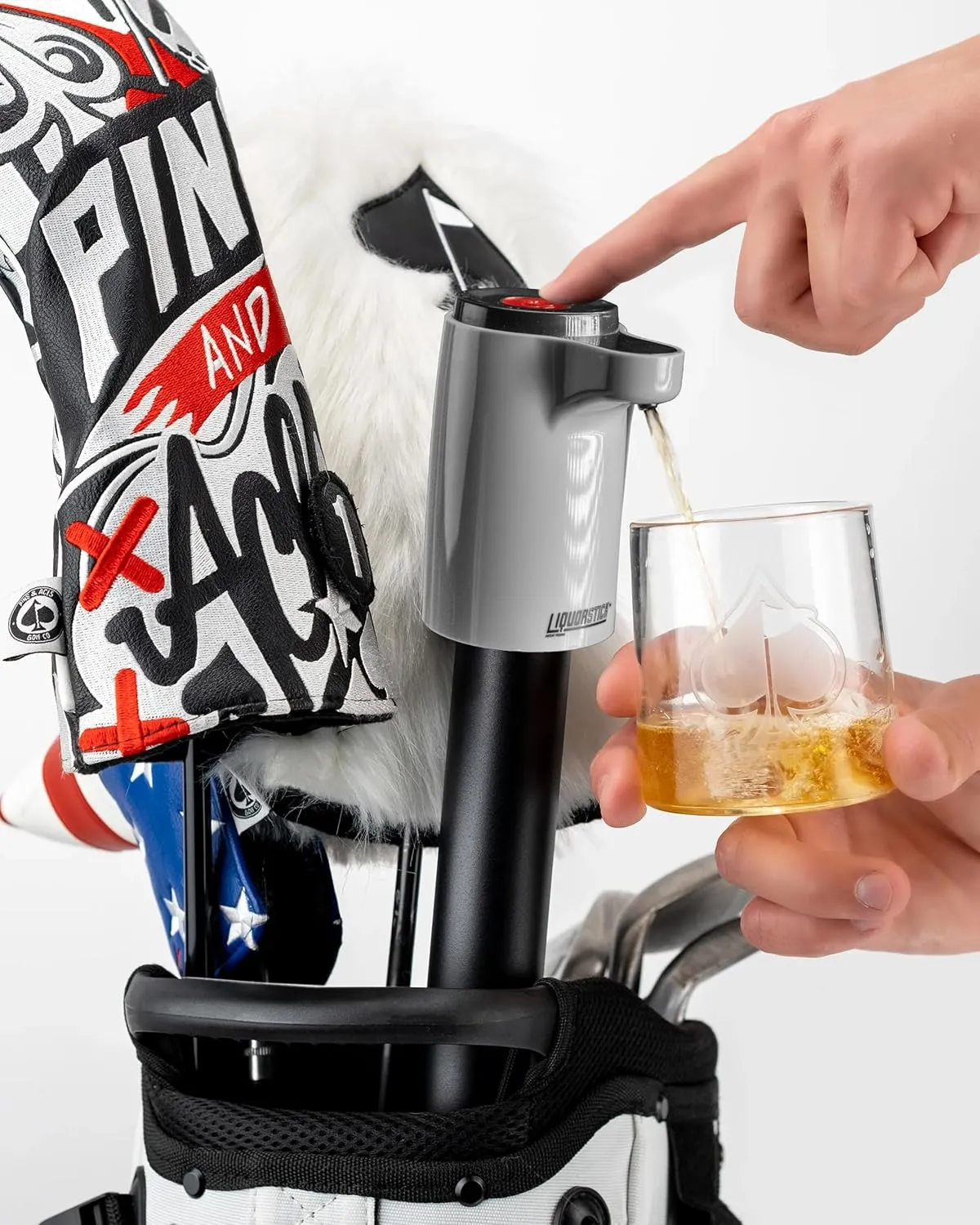 Pins & Aces Golf LiquorStick 2.0 - Electric Drink Dispenser, Rechargeable, Stainless Steel - Holds Up to 750ml - Keep Your Drink Cold Liquor Stick Fits in Every Golf Bag. New & Improved Design!