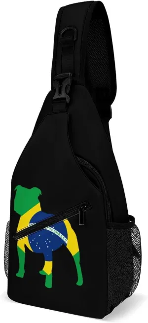 Pit Bull Brazili Flag Fashion Sling Bag Shoulder Chest Crossbody Bags Backpack Travel Hiking