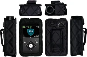 Plaid Fitted Leather Case W/Screen Protector & Lanyard for Medtronic Minimed Insulin Pump (Minimed 630G / 640G / 650G / 670G / 770G / 780G) (Black)
