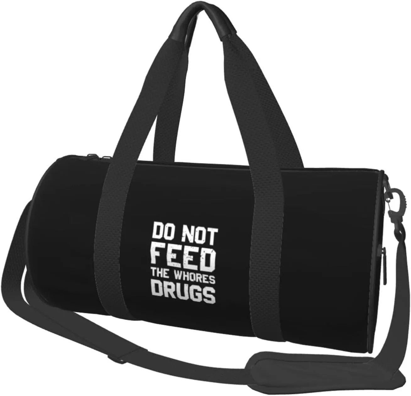 Please Do Not Feed The Whores Drugs Convertible Garment Bag with Shoulder Strap, Carry on Garment Duffel Bag for Men Women - Rolling Foldable for Travel Luggage Bags (Black)