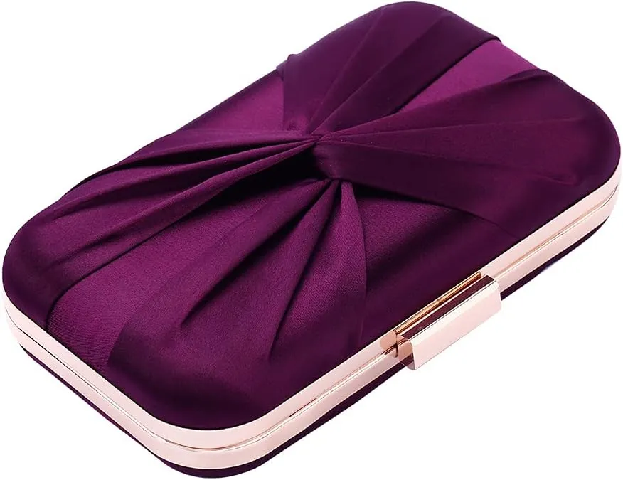 Pleated Satin Clutch Purse For Women Wedding Bridal Clutch Bag Prom Party Clutch