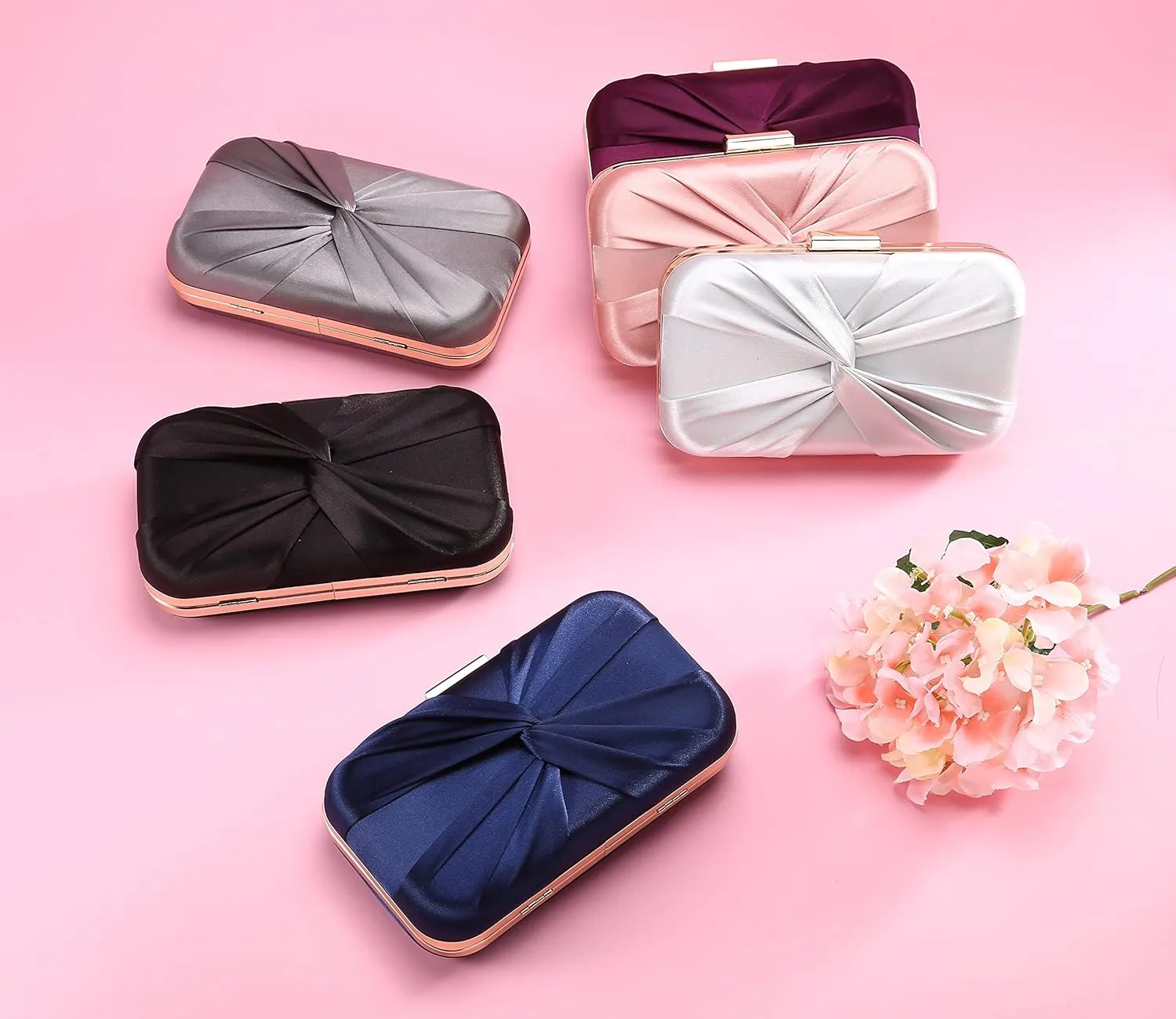 Pleated Satin Clutch Purse For Women Wedding Bridal Clutch Bag Prom Party Clutch