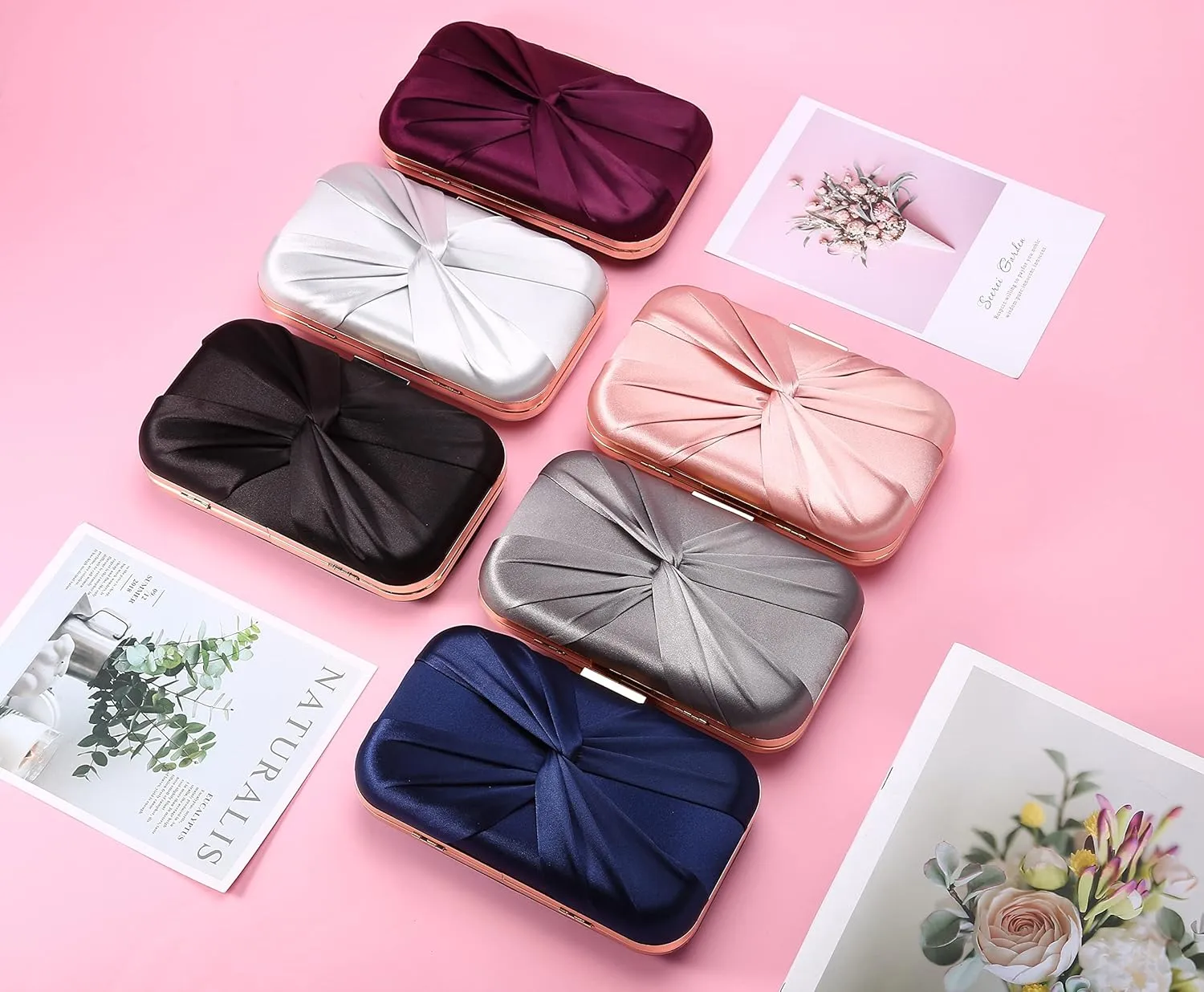 Pleated Satin Clutch Purse For Women Wedding Bridal Clutch Bag Prom Party Clutch