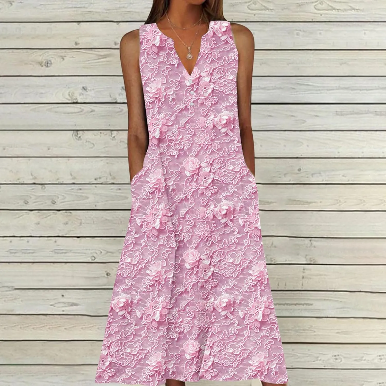 Plus Size 3D Printed Boho Midi Dress Women Sleeveless V Neck Flowy Tank Dresses Summer Casual Beach A-Line Sundress