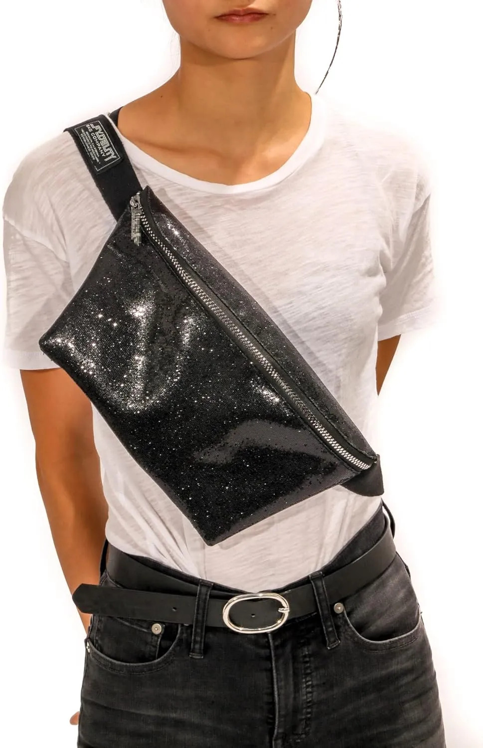 Plus Size Fanny Packs for Women – 80s/90s Large Bum Bag – Unisex Crossbody Waist Belt Bag for Travel, Festivals, Sports & Daily Use – Waist Belt Bag for Women | Patent Black