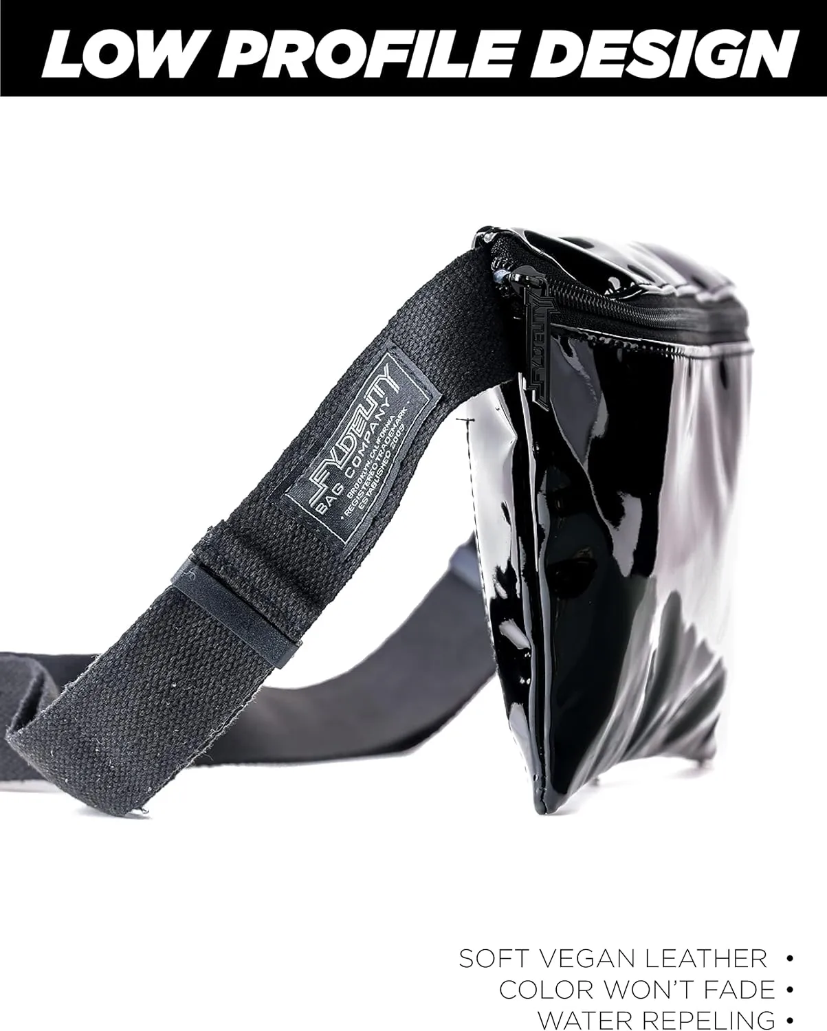 Plus Size Fanny Packs for Women – 80s/90s Large Bum Bag – Unisex Crossbody Waist Belt Bag for Travel, Festivals, Sports & Daily Use – Waist Belt Bag for Women | Patent Black