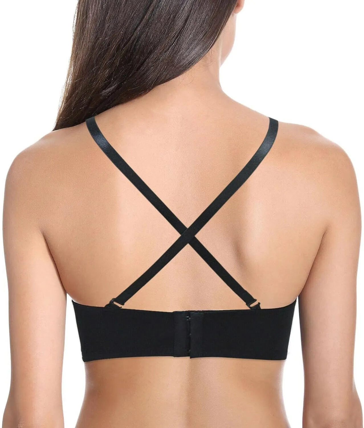 Plusexy Women's Push Up Strapless Bra Thick Padded Underwire Convertible Multiway Bras