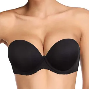 Plusexy Women's Push Up Strapless Bra Thick Padded Underwire Convertible Multiway Bras