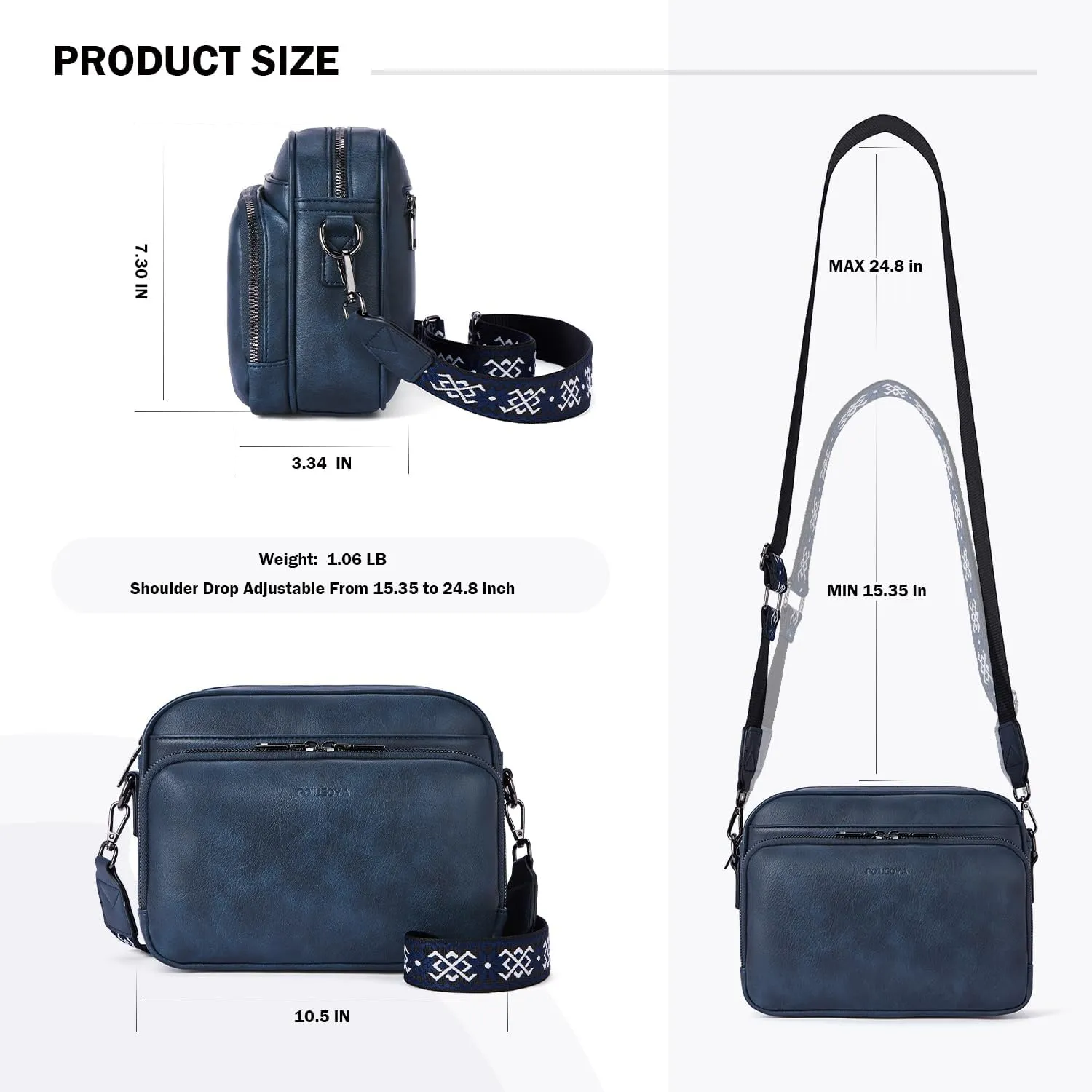 POIUGOYA Crossbody Purses for Women Trendy,Vegan Leather Medium Crossbody Bag,Women's Crossbody Travel Purse Built in Wallet