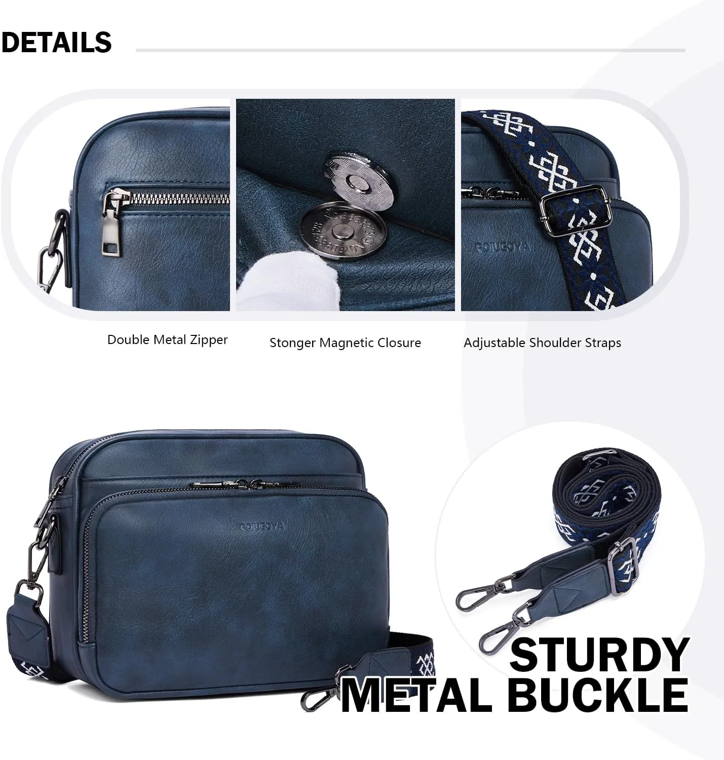 POIUGOYA Crossbody Purses for Women Trendy,Vegan Leather Medium Crossbody Bag,Women's Crossbody Travel Purse Built in Wallet