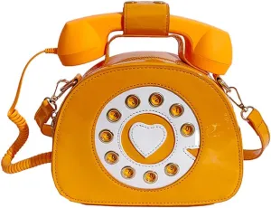 PORRASSO Crossbody Bag Women Creative Shoulder Bag PU Telephone Shaped Handbag Satchel Orange