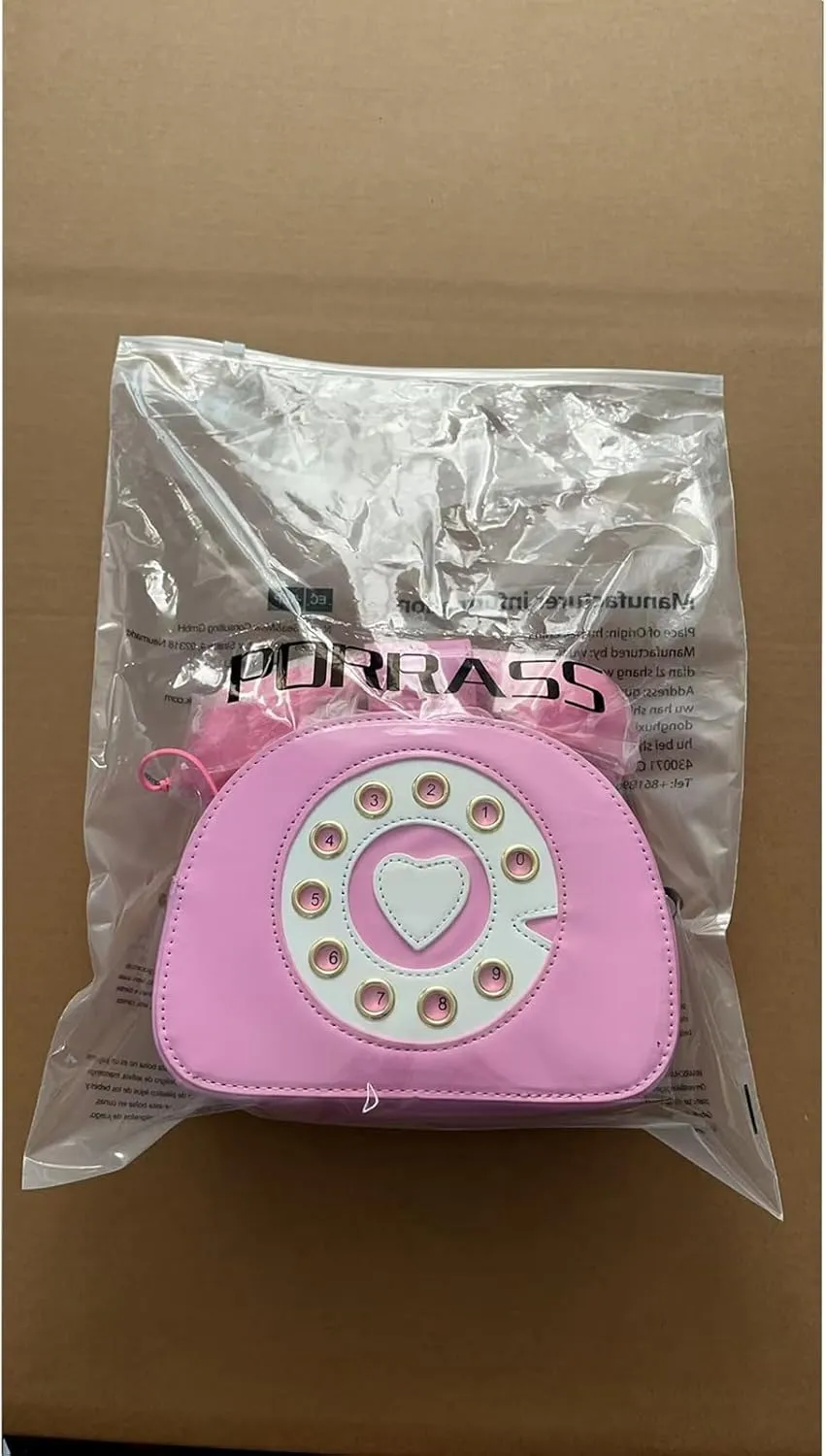PORRASSO Crossbody Bag Women Creative Shoulder Bag PU Telephone Shaped Handbag Satchel Pink