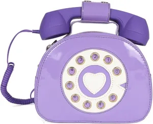 PORRASSO Crossbody Bag Women Creative Shoulder Bag PU Telephone Shaped Handbag Satchel Purple