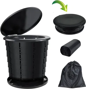 Portable Camping Toilet Bucket | Folding Retractable Potty for Adults With Bags | Outdoor Camp Boat Toilet