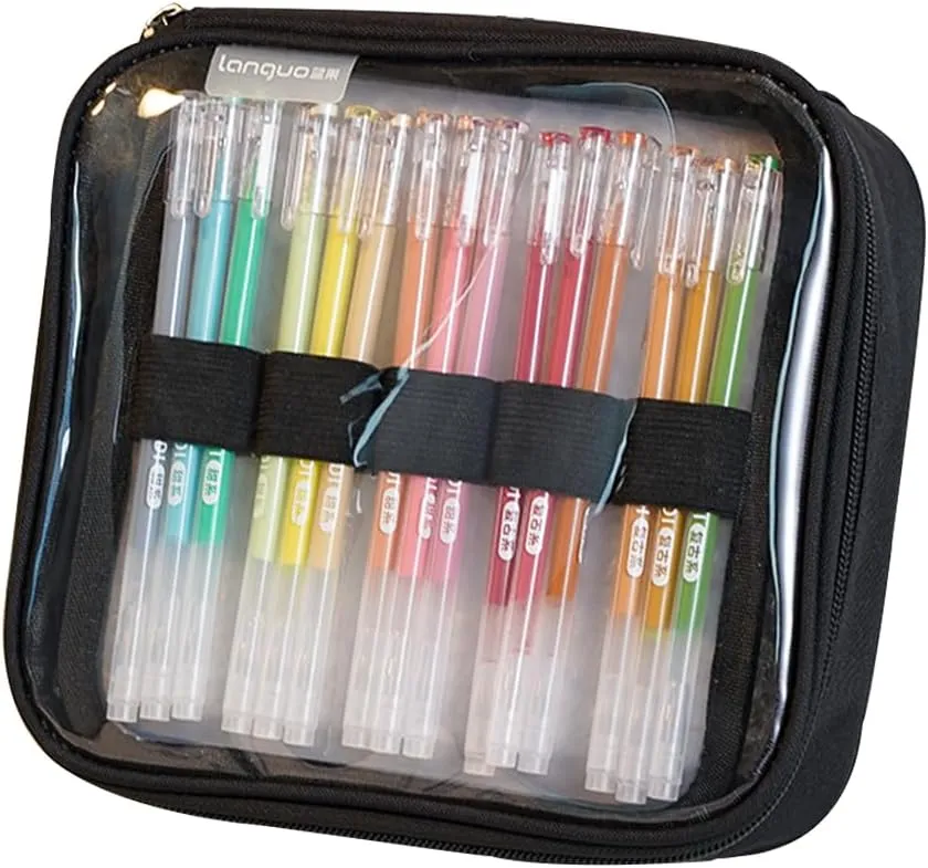 Portable Pencil Case, Hold 108 Pencils Gel Pens Case Organizer with 3 Detachable Layers, Waterproof Pen Pouch Bag for Travel, Office, Black(Excluding Pen)