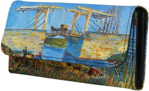 Post-impressionism Art Leather Trifold Wallet for Women Van Gogh Painting Nature Clutch Organizer Wallet, Card Holder Ladies Travel Purse, The Langlois Bridge at Arles