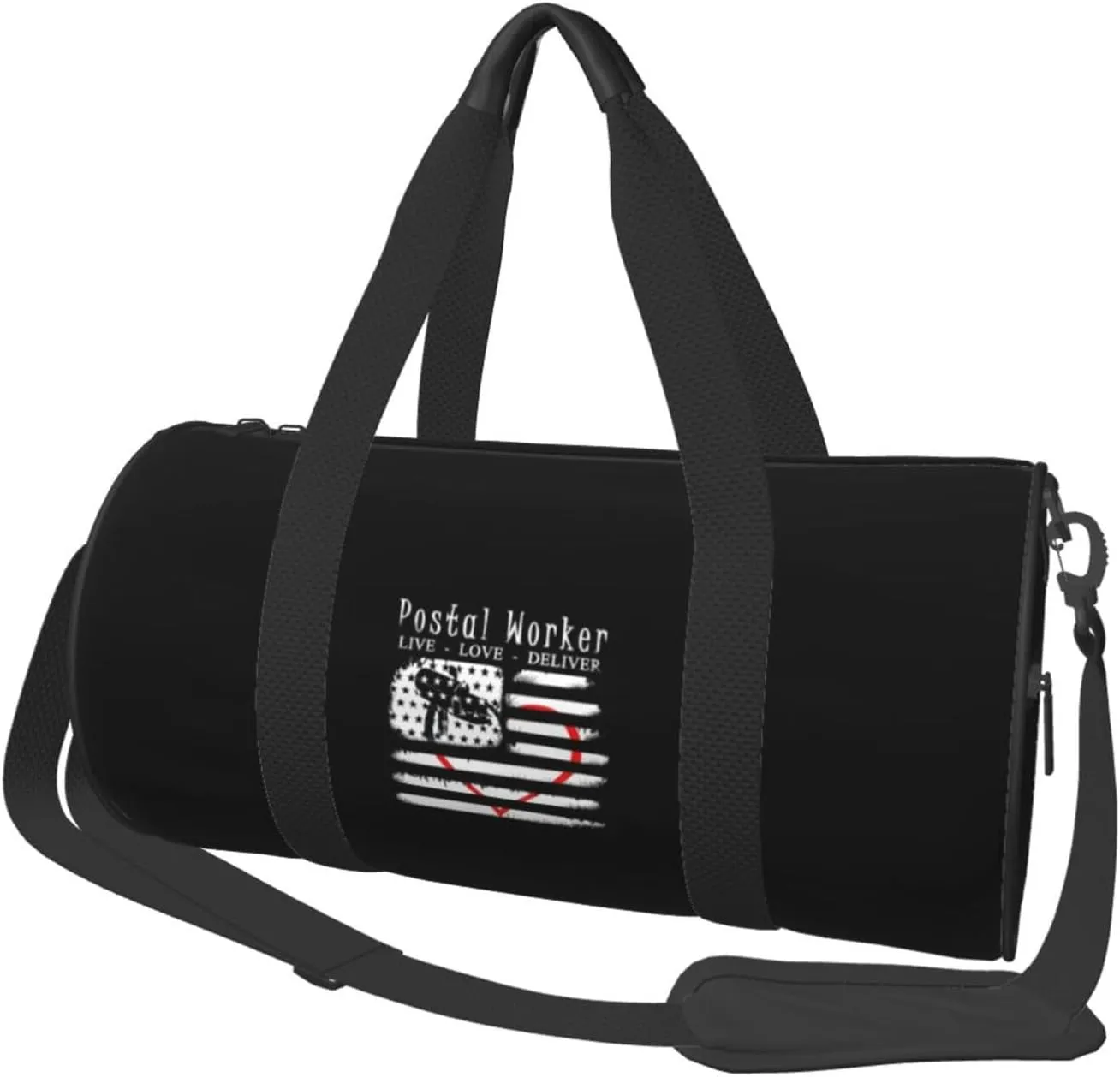 Postal Worker Live, Love, Deliver Convertible Garment Bag with Shoulder Strap, Carry on Garment Duffel Bag for Men Women - Rolling Foldable for Travel Luggage Bags (Black)