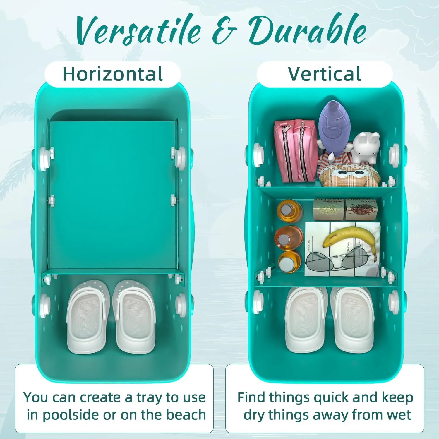 PoYang 2 Pack for Original XL Bogg Bag Divider Tray, Lightweight Metal Dividers for Bogg Bag Accessories Inserts for Bog Organizer, Help Organize Beach Bagg & Divide Space, Turquoise and Caicos