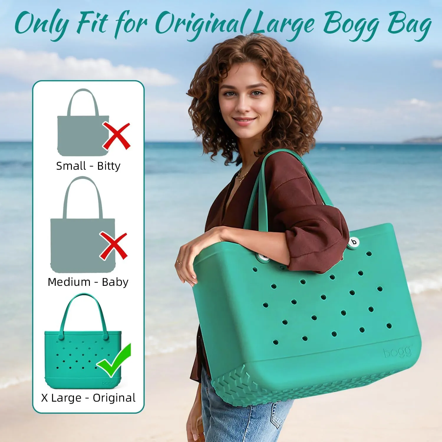 PoYang 2 Pack for Original XL Bogg Bag Divider Tray, Lightweight Metal Dividers for Bogg Bag Accessories Inserts for Bog Organizer, Help Organize Beach Bagg & Divide Space, Turquoise and Caicos