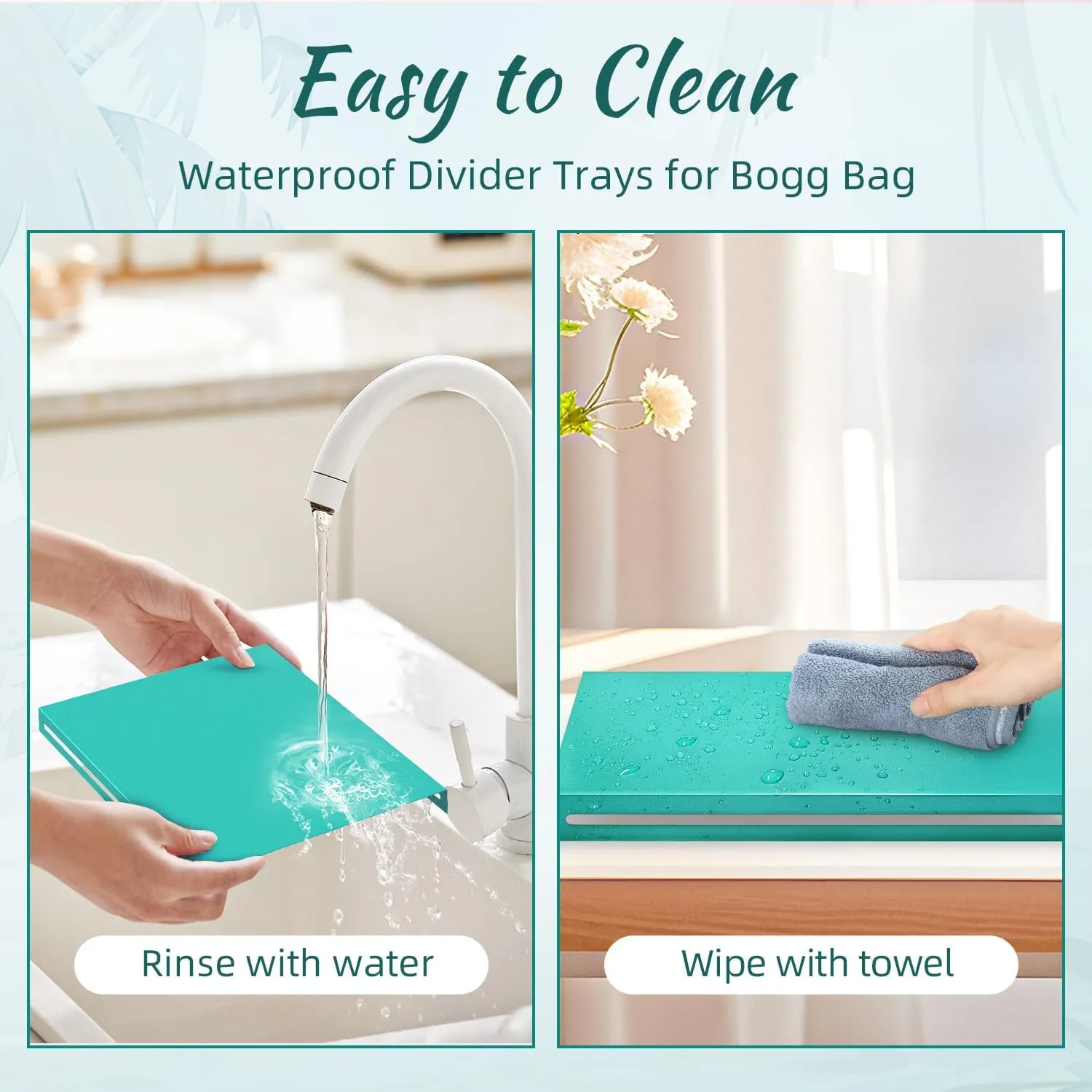 PoYang 2 Pack for Original XL Bogg Bag Divider Tray, Lightweight Metal Dividers for Bogg Bag Accessories Inserts for Bog Organizer, Help Organize Beach Bagg & Divide Space, Turquoise and Caicos